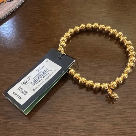 🎁 Kate Spade Gold Beaded Joy Pave Bracelet with Flower Charm $78 NWT - Picture 5 of 6